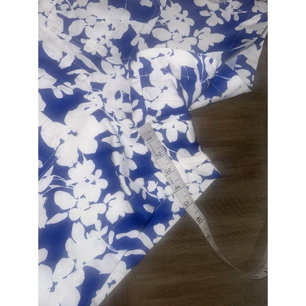 LOFT Ann Taylor The Palmer Short Royal Blue & White Floral Cotton Shorts Size 6